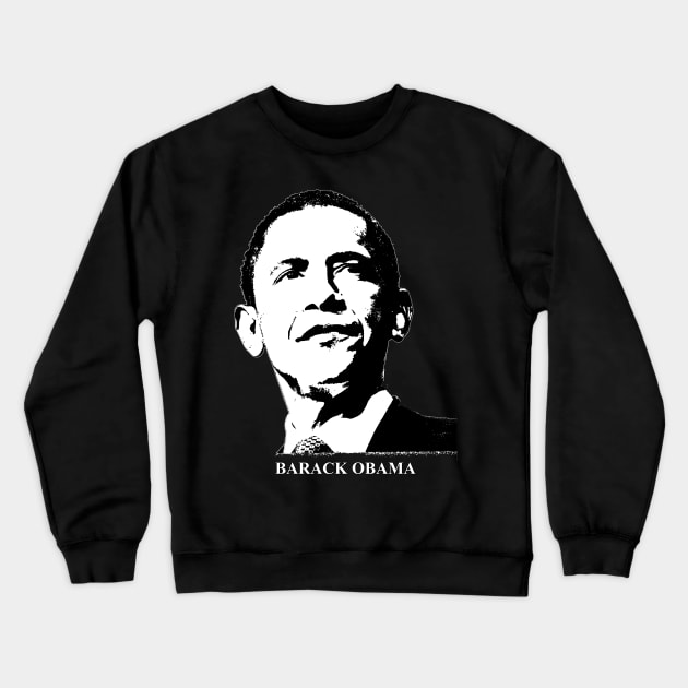 Barack Obama Portrait Pop Art Black Crewneck Sweatshirt by phatvo